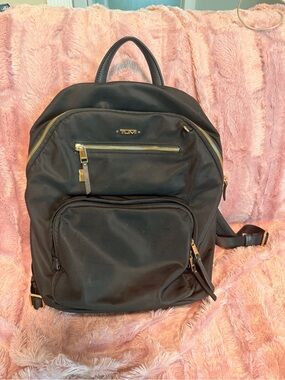 Tumi Black Backpack with Gold Hardware